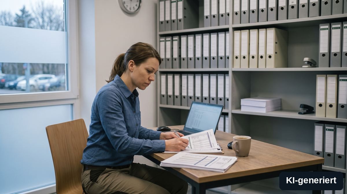 Auswertungen am Schreibtisch im Backoffice einer Filiale