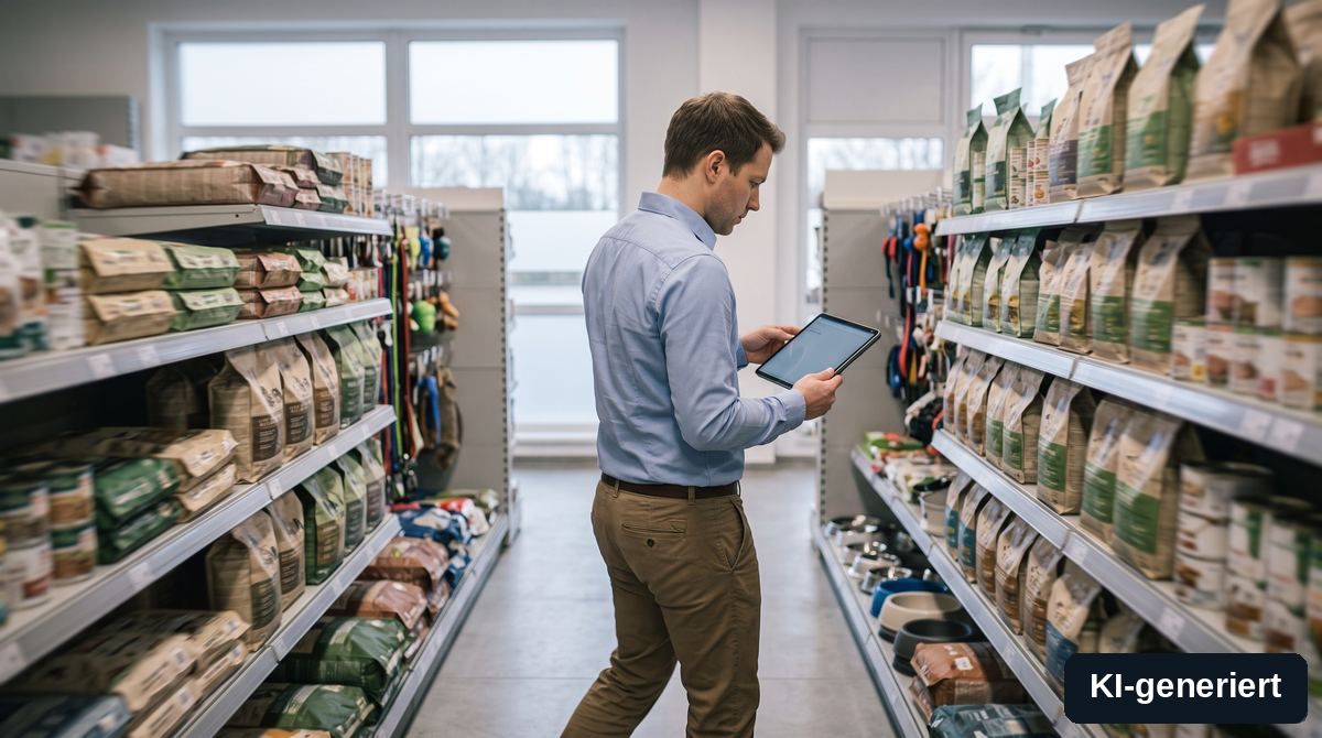 Rundgang durch den Markt mit dem Tablet statt Besprechung